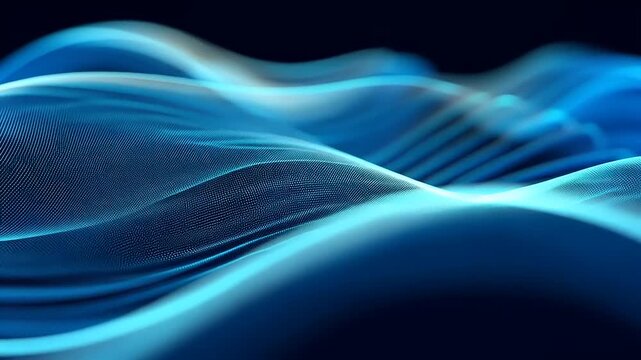 Abstract blue waves undulating in a serene digital landscape, creating a calming visual experience