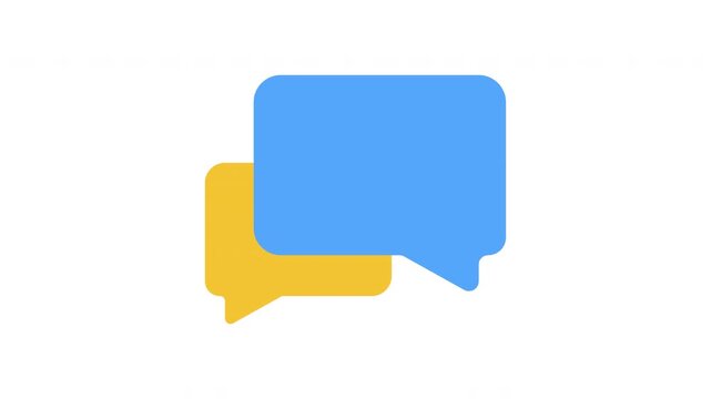 Bright Blue And Yellow Chat Bubble Message Overlay Floating Clean Background ProRes Alpha Channel 4K 60fps Animation