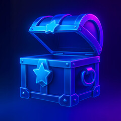 Glowing Neon Treasure Chest with Star Emblems