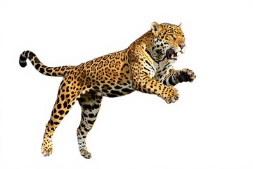 Naklejka premium Fierce Jaguar Leaping - Wildlife Portrait