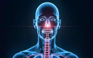 Digital Human Anatomy Scan. Futuristic Human Body Analysis Interface with Holographic. Medical health care of future. AI generated image. High quality