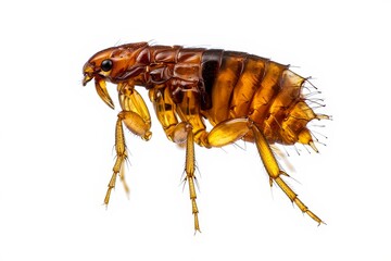 Extreme Close-Up of a Flea on White Background
