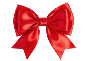 Fototapeta premium A beautifully crafted red satin bow, isolated on a transparent background, showcasing its elegant folds and shiny texture, perfect for any special occasion
