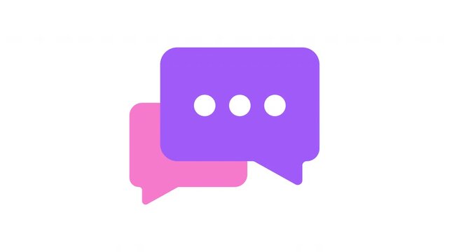 Dual Purple And Pink Chat Bubbles Messaging Overlay With Soft Shadows ProRes Alpha Channel 4K 60fps Animation