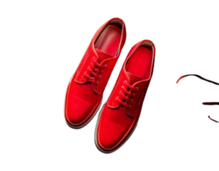Stylish Red Shoes on Rustic Wooden Surface