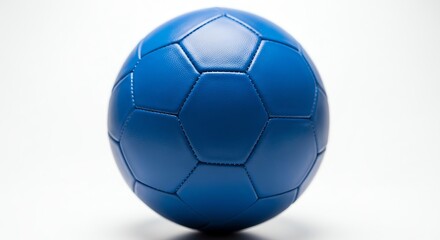 Blue soccer ball on white background