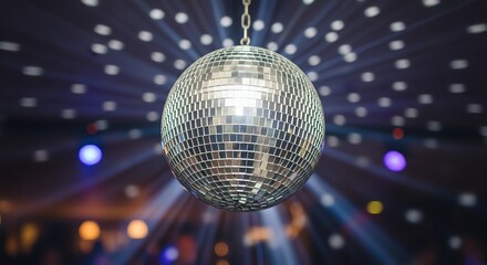 Obraz premium Disco ball hanging in a nightclub setting