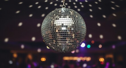 Obraz premium Disco ball reflecting light in a dark room