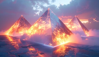 Glowing crystal cave filled with luminous amethyst high resolution photo