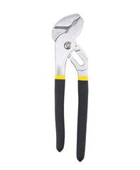 Adjustable slip-joint pliers with a durable metal jaw and black-yellow grip isolated on a white background, ideal for plumbing, mechanical repair, gripping tasks, workshop projects, and DIY home