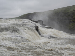 waterfall  Gullfoss and river Hvítá in Iceland