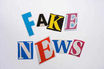 Fake News Words in Cut Out Magazine Letters