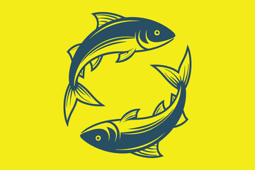 Illustration of elegant fish logo design isolated on for seafood company