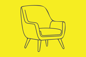 Illustration of minimalist armchair line art logo isolated on for interior design