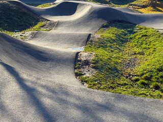 Pump track, velodrome for bicycles, scooters