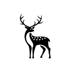 Silhouette of a spotted deer with antlers on transparent background