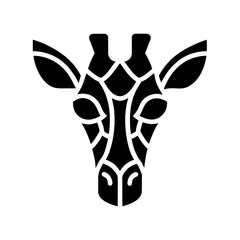 Stylized giraffe head black vector on transparent background silhouette