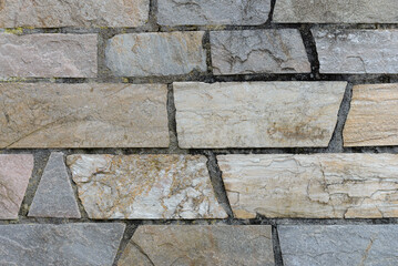 A brick wall with a gray and brown color