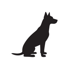 Sitting Dog Silhouette  Calm Canine Profile in Black and White