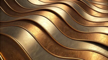 Gold and Bronze Metallic Wave Background