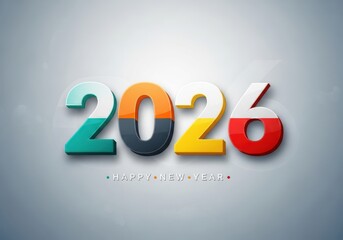 A colorful new year greeting card displaying the year of twenty twenty six