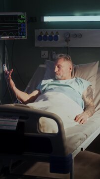 Old man wondered to see pulsimeter and dripper in ward bed