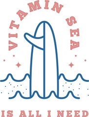 Retro Summer Surf Wear Graphic T-shirt Design