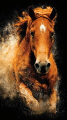 Symbolizing 2026, a powerful horse charges through the dust, embodying strength and vitality in a dramatic display