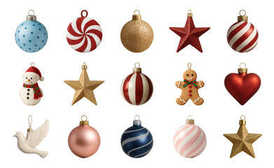 Fototapeta premium PNG Festive ornaments for holiday decoration, element set on transparent background