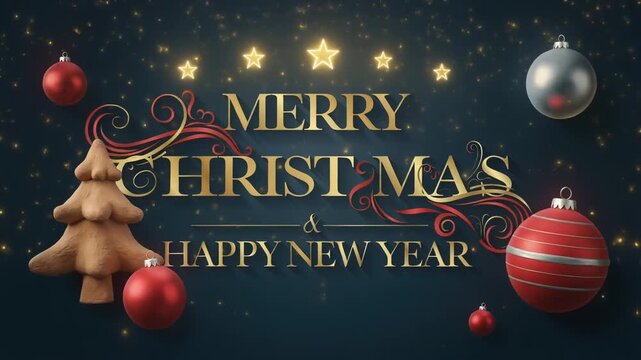 Merry Christmas Holiday Greeting with Festive Decorations, Ornaments, and Clay Tree Creating Joyful Atmosphere for Everyone