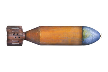 Ancient military missile bomb with wooden shell