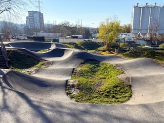 Pump track, velodrome for bicycles, scooters