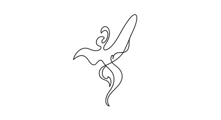 Elegant minimalist contour drawing evoking abstract winged figure in motion design