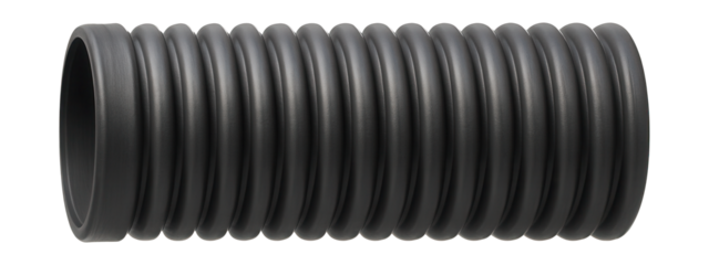 Single-layer corrugated drainage pipe for directing water away from cottage foundations.