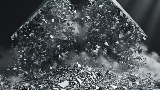 Shattered Structures: A dramatic composition showcasing the violent destruction of an architectural model.