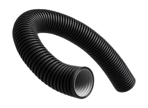 Flexible double-walled drainage pipe ideal for residential serpentine layouts.
