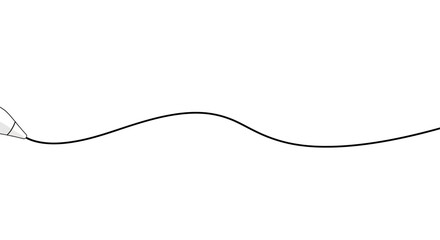 Minimalist depiction of creation, a pen crafting a flowing, continuous line across a blank expanse