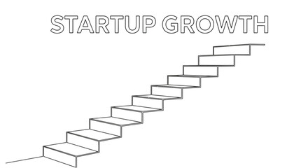 Minimalist line art illustrating startup growth through ascending stairs concept