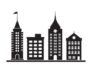 Naklejka premium Downtown City Silhouette Illustration