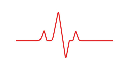 Simple vibrant red heartbeat line art illustration on pristine white background visualization
