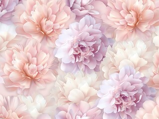 Obraz premium Soft Blooming Peonies in Pastel Shades for Elegant Floral Background and Design Inspiration