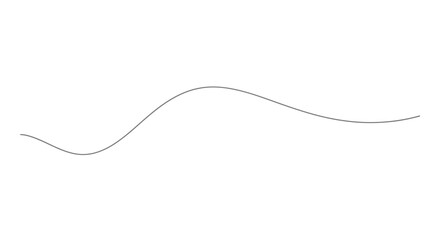 Wavy gray line on white background, design element, minimal stroke and gentle curve shape