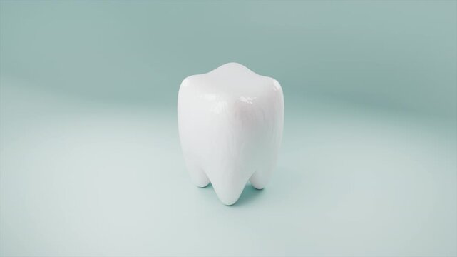 3D Render of a Clean White Tooth on Soft Blue Background