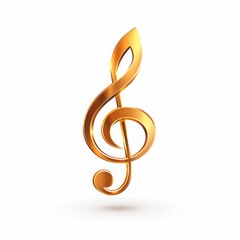 Naklejka premium Golden treble clef symbolizing music and creativity on a white background.