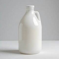 White gallon jug on a white surface isolated on white background beverage concept. 1 gallon bottle