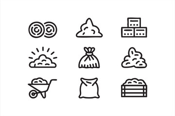 Soil and compost outline graphics designed for app menus, dashboards and toolkits