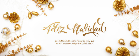 Feliz Navidad spanish Merry Christmas Modern calligraphy lettering on sticker for season greetings....