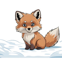 Obraz premium adorable winter fox sitting cartoon png