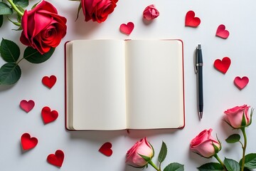 Romantic Notebook with Roses and Hearts - A Blank Canvas for Love Notes