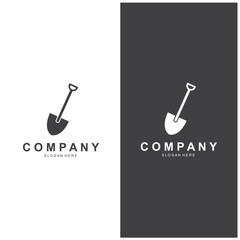 Shovel and pickaxe logo for agriculture, excavation, mining, gardening vector